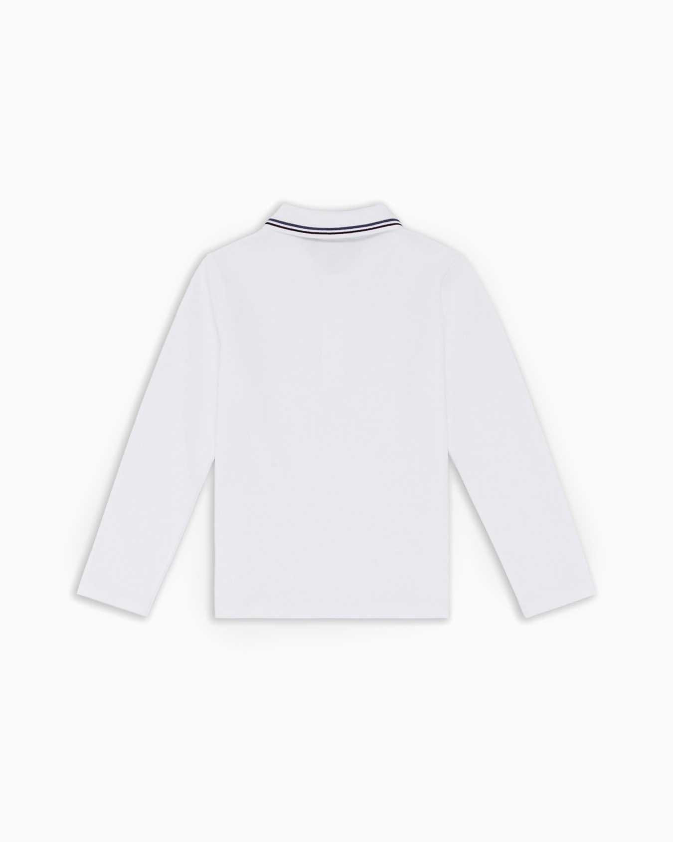 Long-sleeved stretch piqué polo shirt with micro eagle embroidery Slide 2