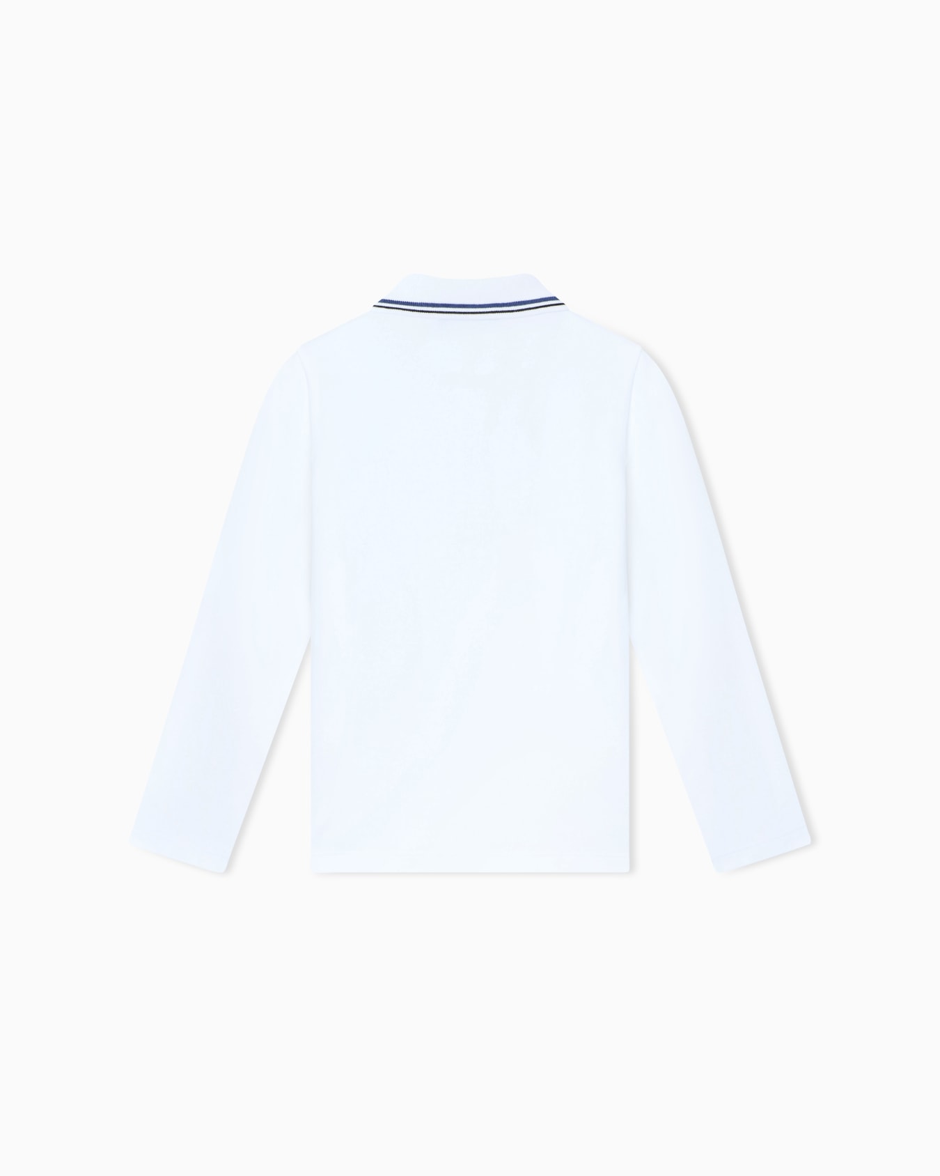 Long-sleeved stretch piqué polo shirt with micro eagle embroidery Slide 2