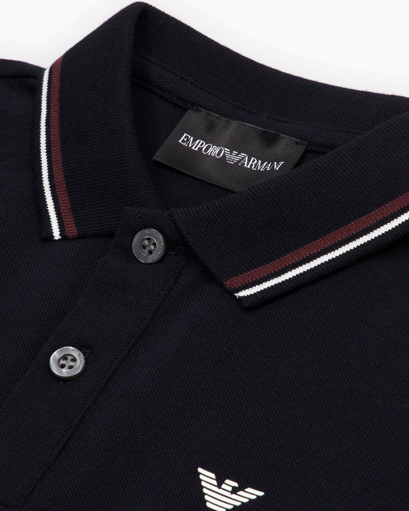 Poloshirt mit langen Ärmeln aus Pikee-Stretch und aufgesticktem Mikro-Adler Folie 3