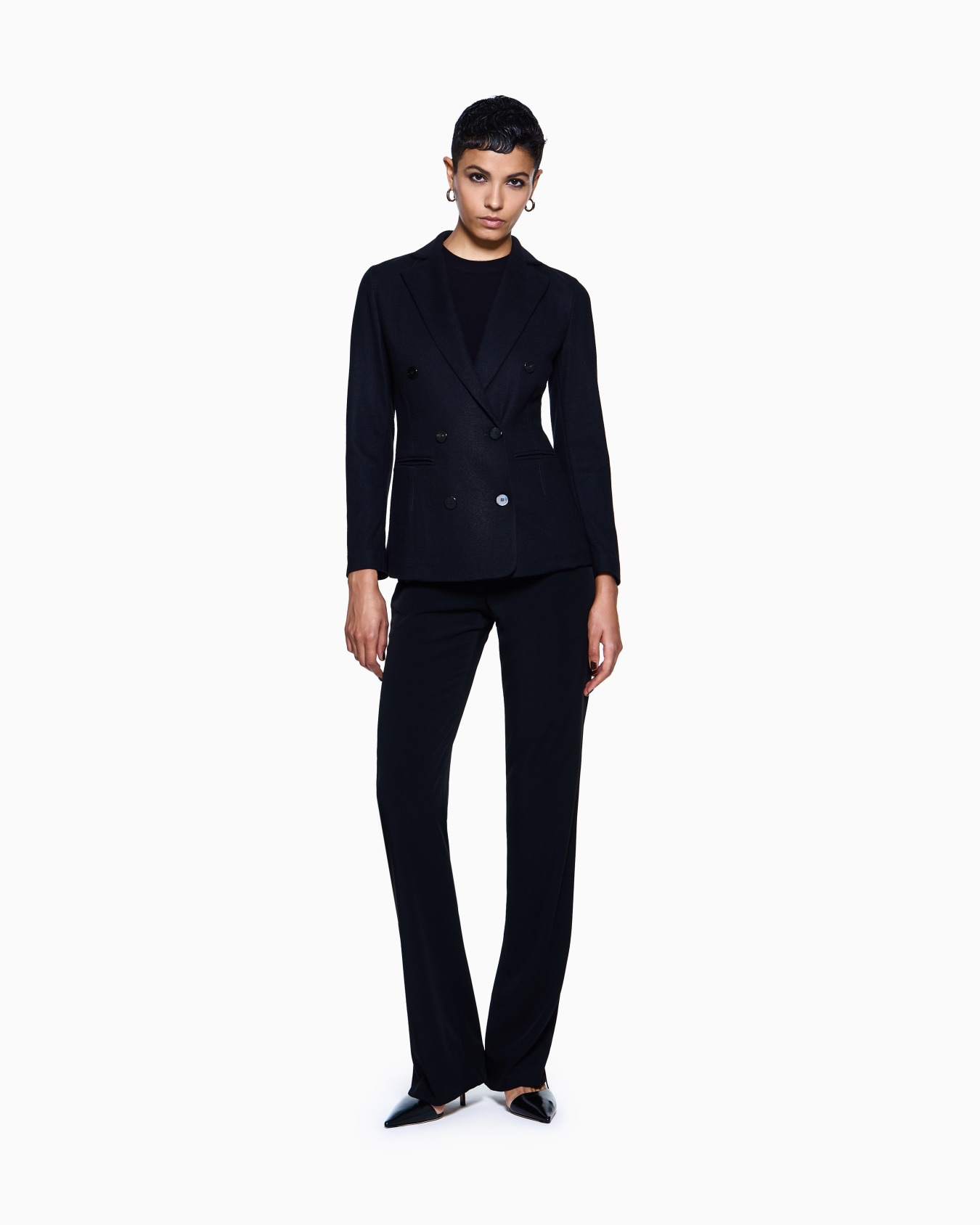 Pure cashmere jersey double-breasted jacket Slide 1