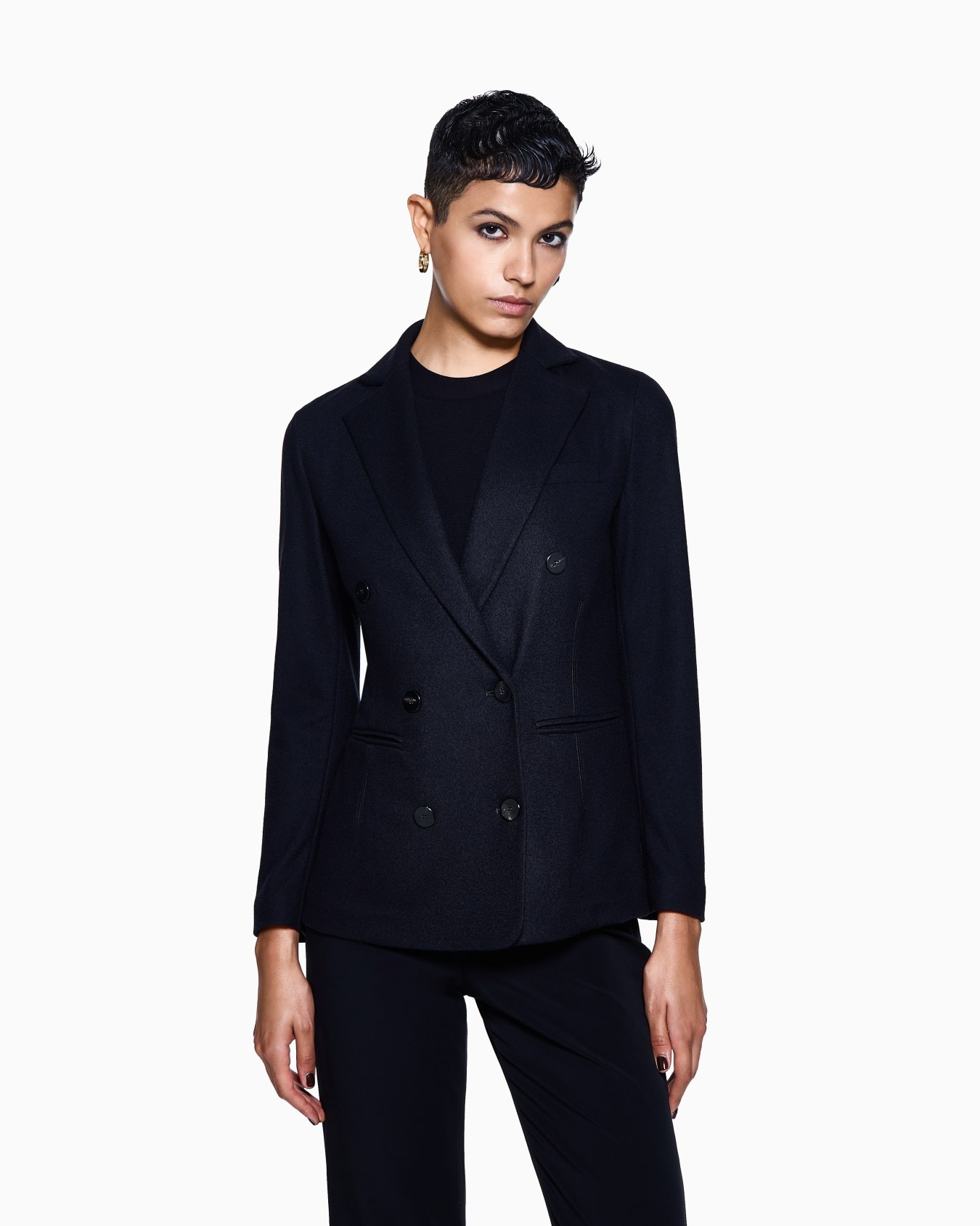 Pure cashmere jersey double-breasted jacket Slide 3