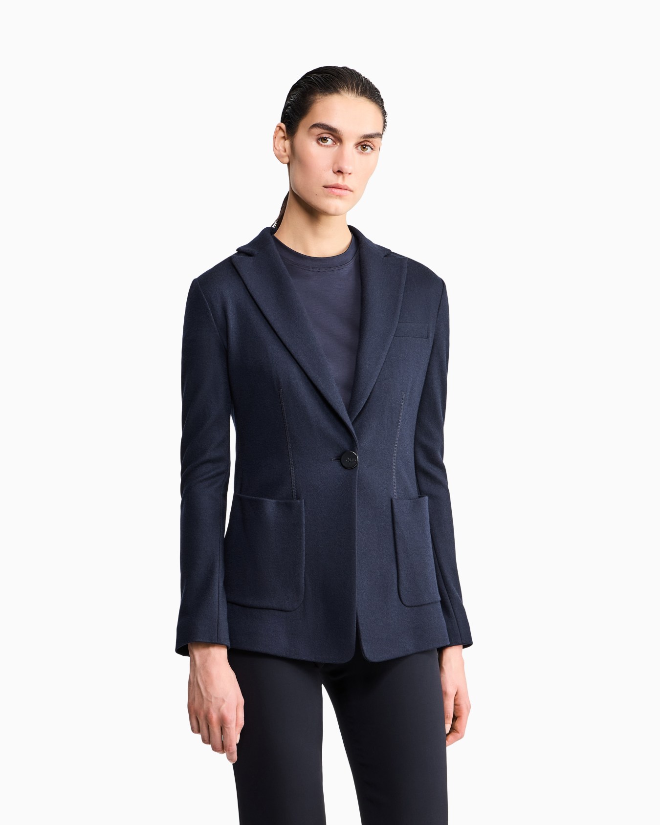 Single-breasted jacket in pure cashmere jersey Slide 3