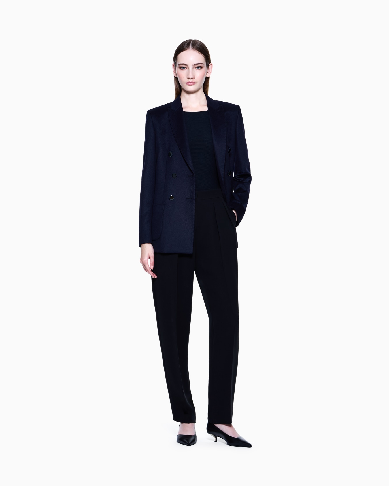 Pull à manches longues en viscose au point mousse Diapositive 1