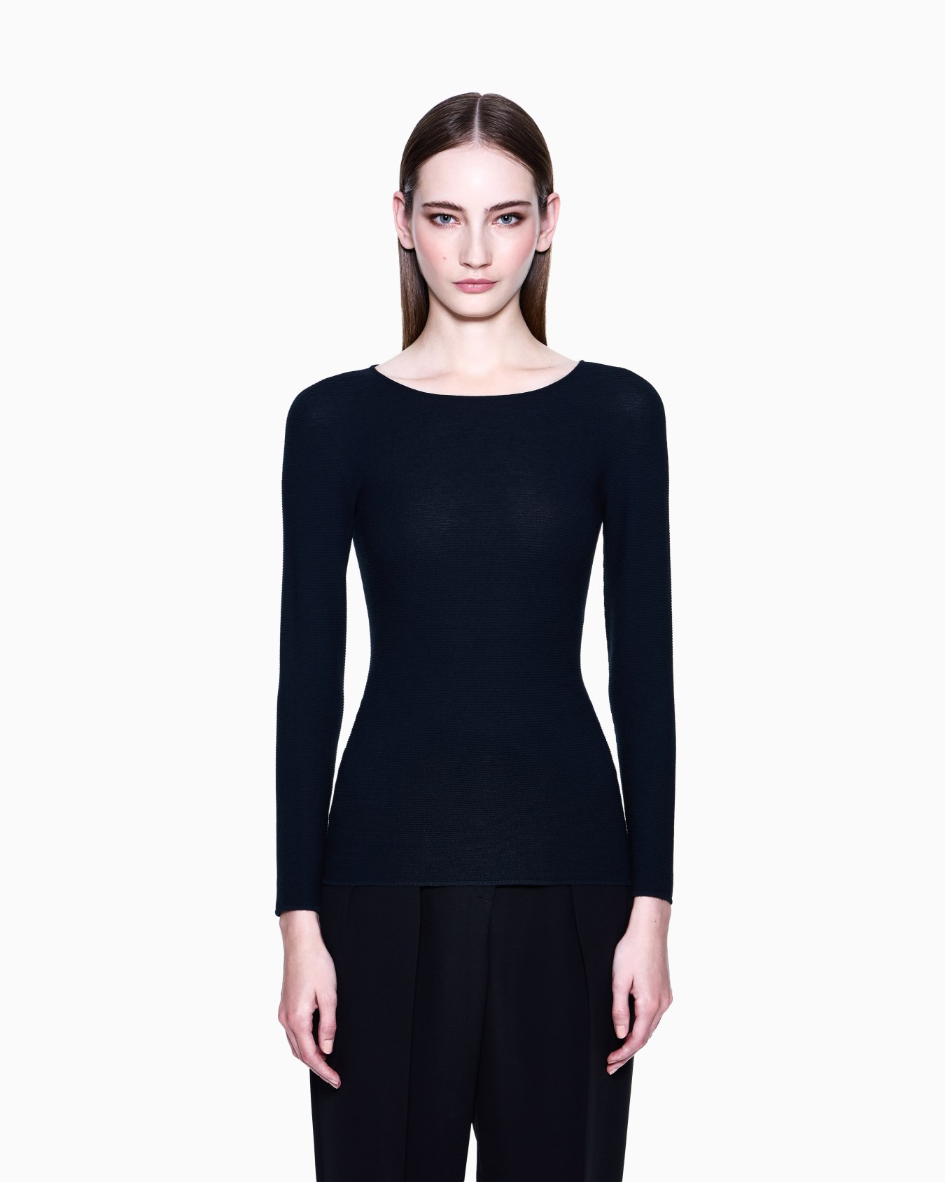 Pull à manches longues en viscose au point mousse Diapositive 3