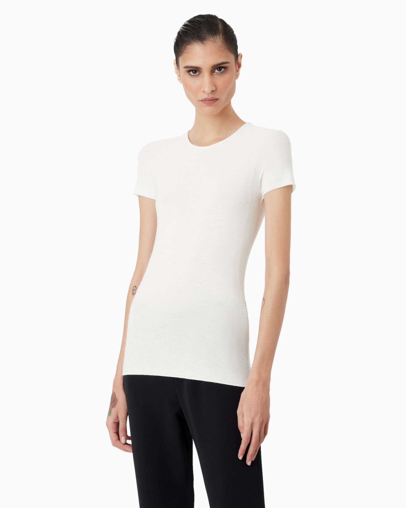 Links-stitch viscose short-sleeved jumper Slide 1