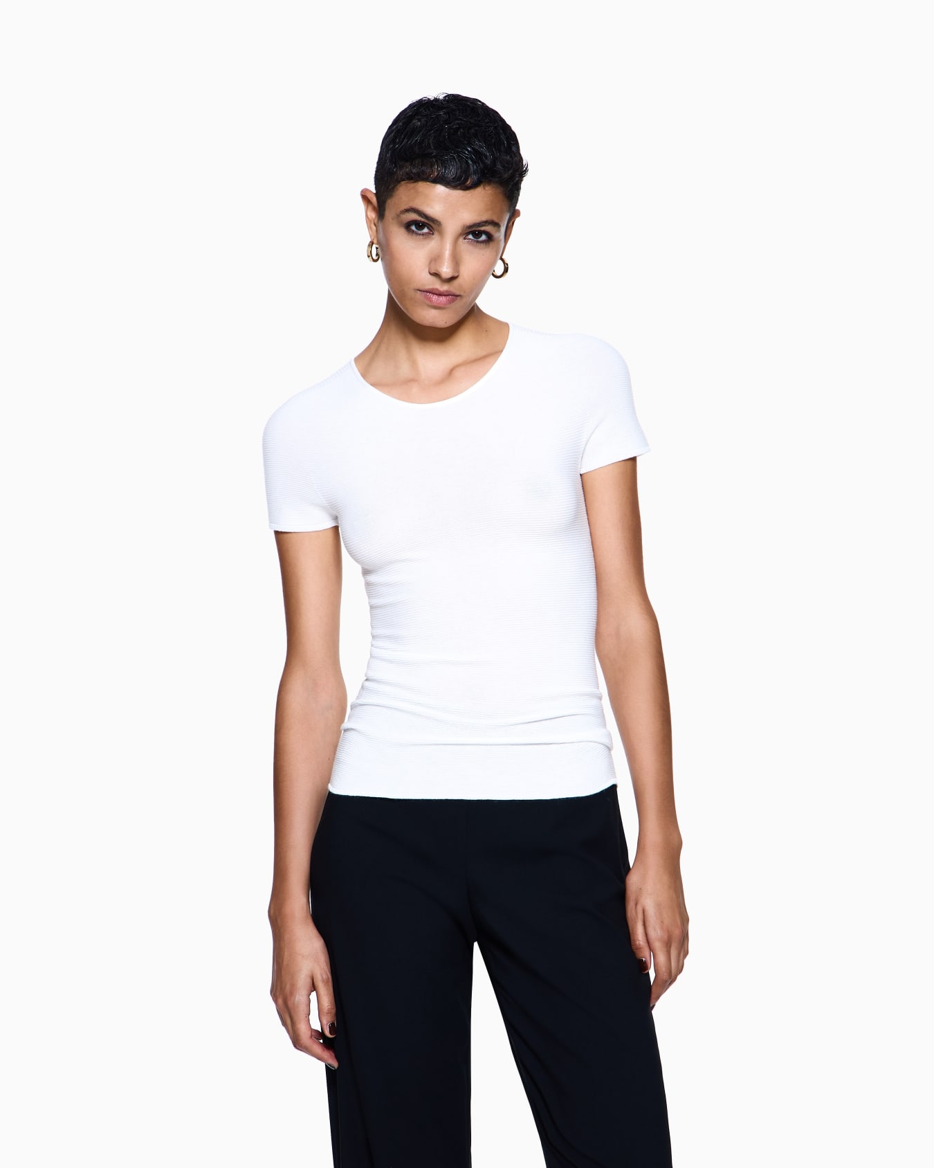 Crew neck jumper in seamless viscose blend  Slide 3