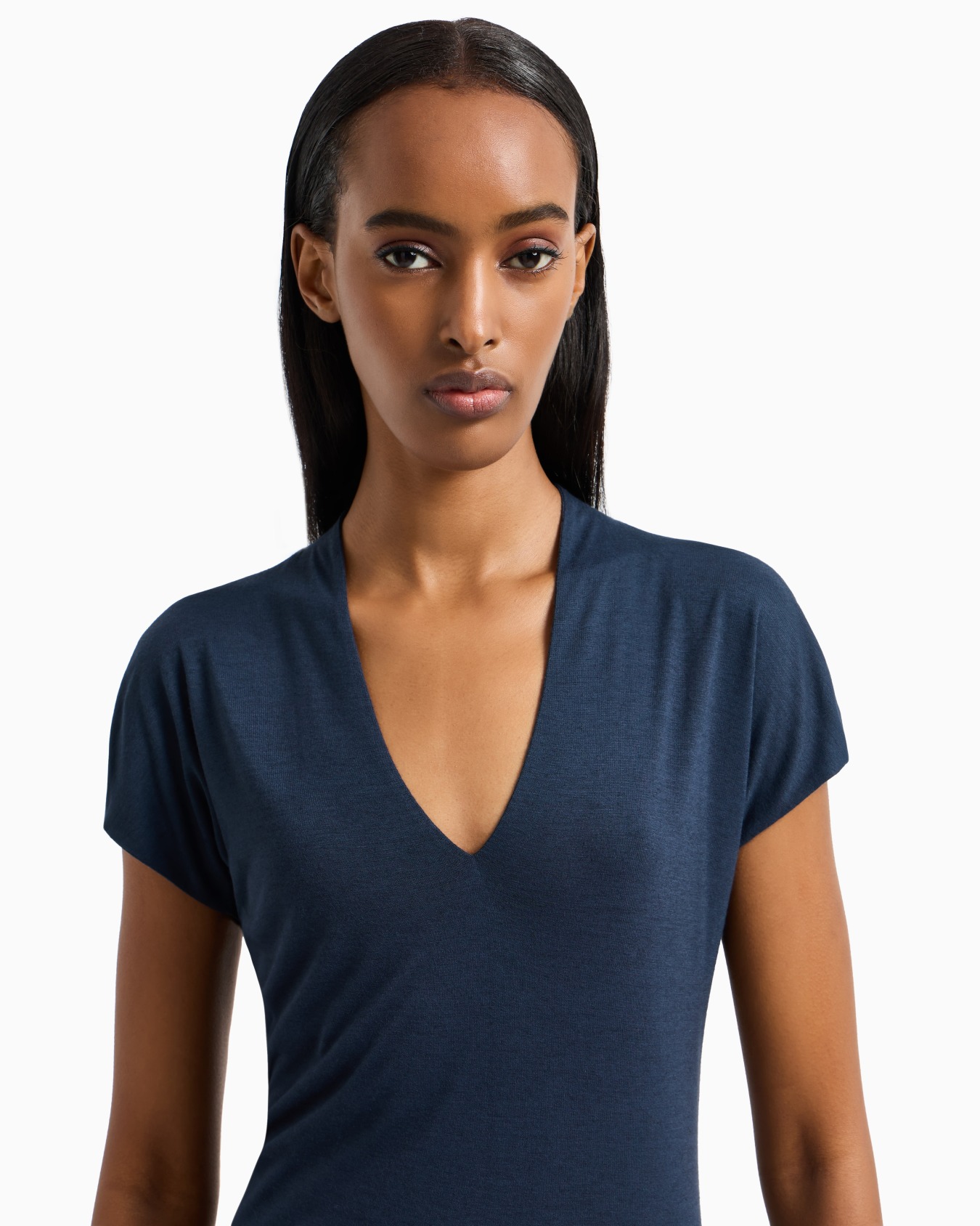 Jersey V-neck top Slide 4
