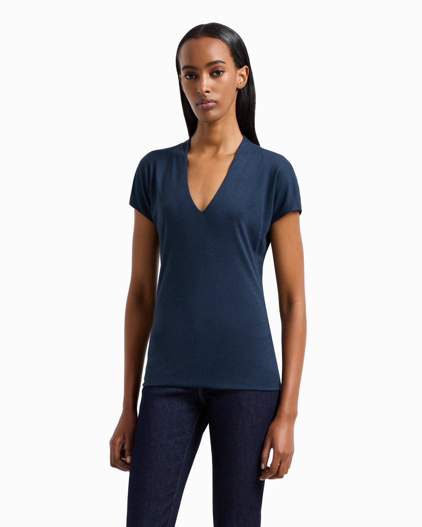 Jersey V-neck top Slide 3