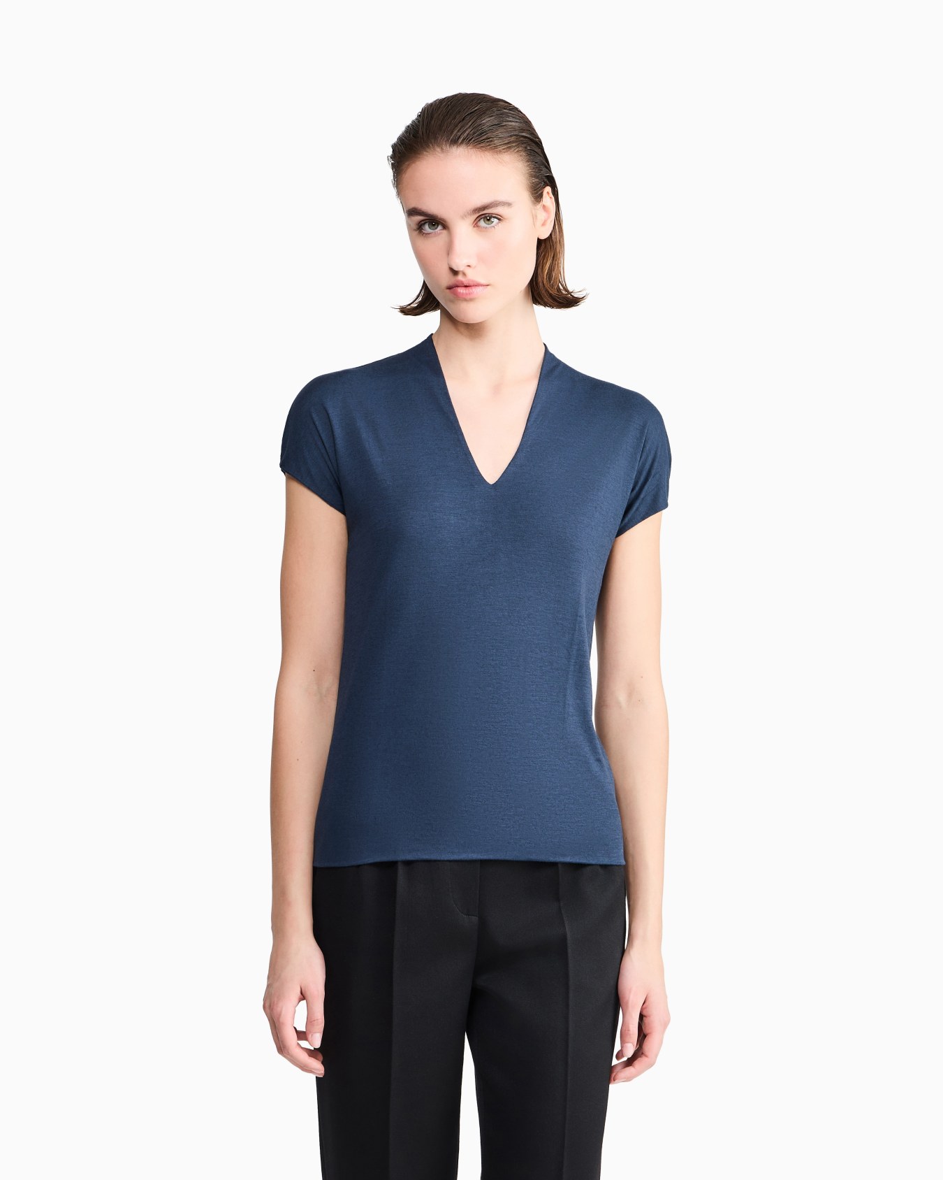 Jersey V-neck top Slide 3