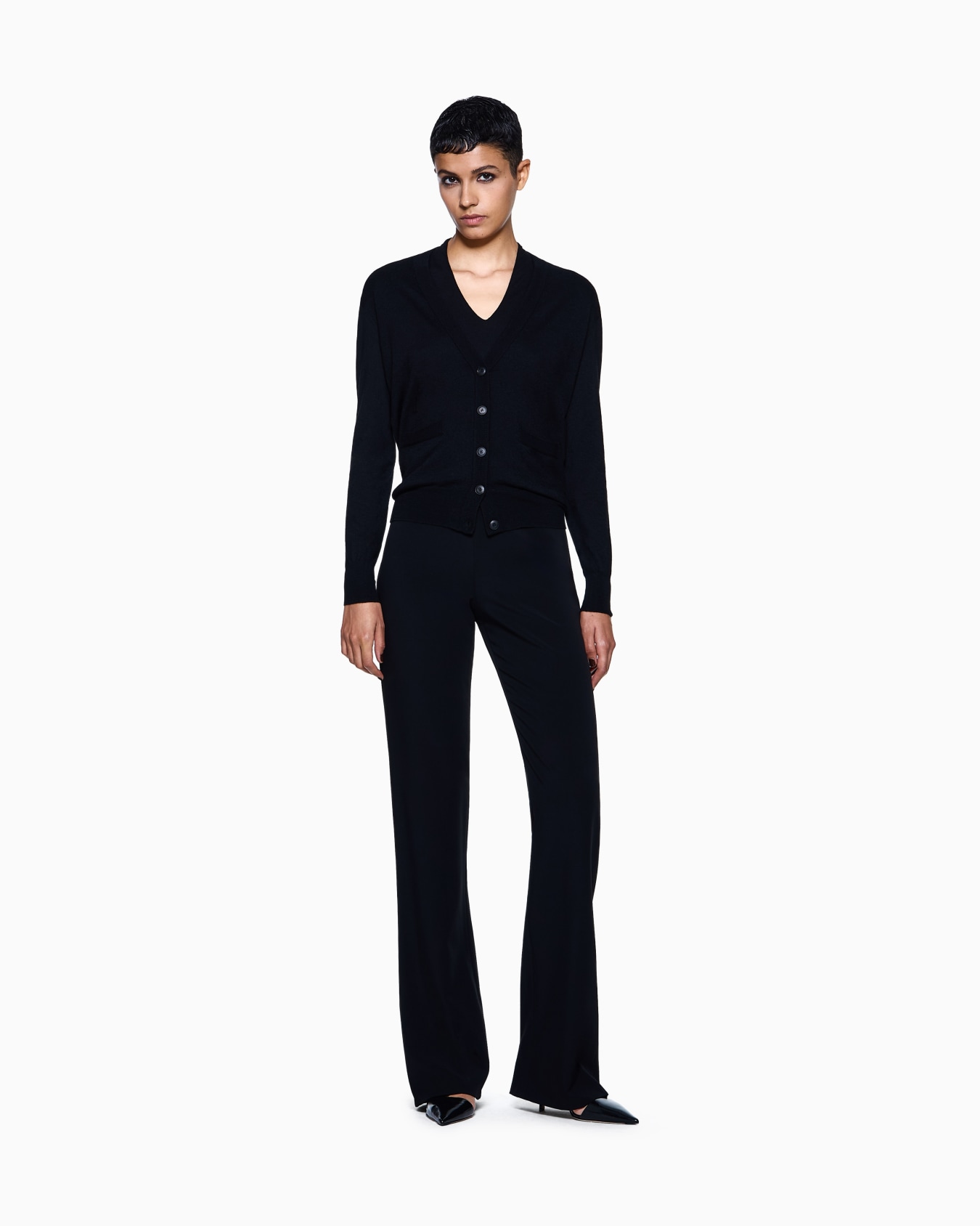 Jersey V-neck top Slide 1