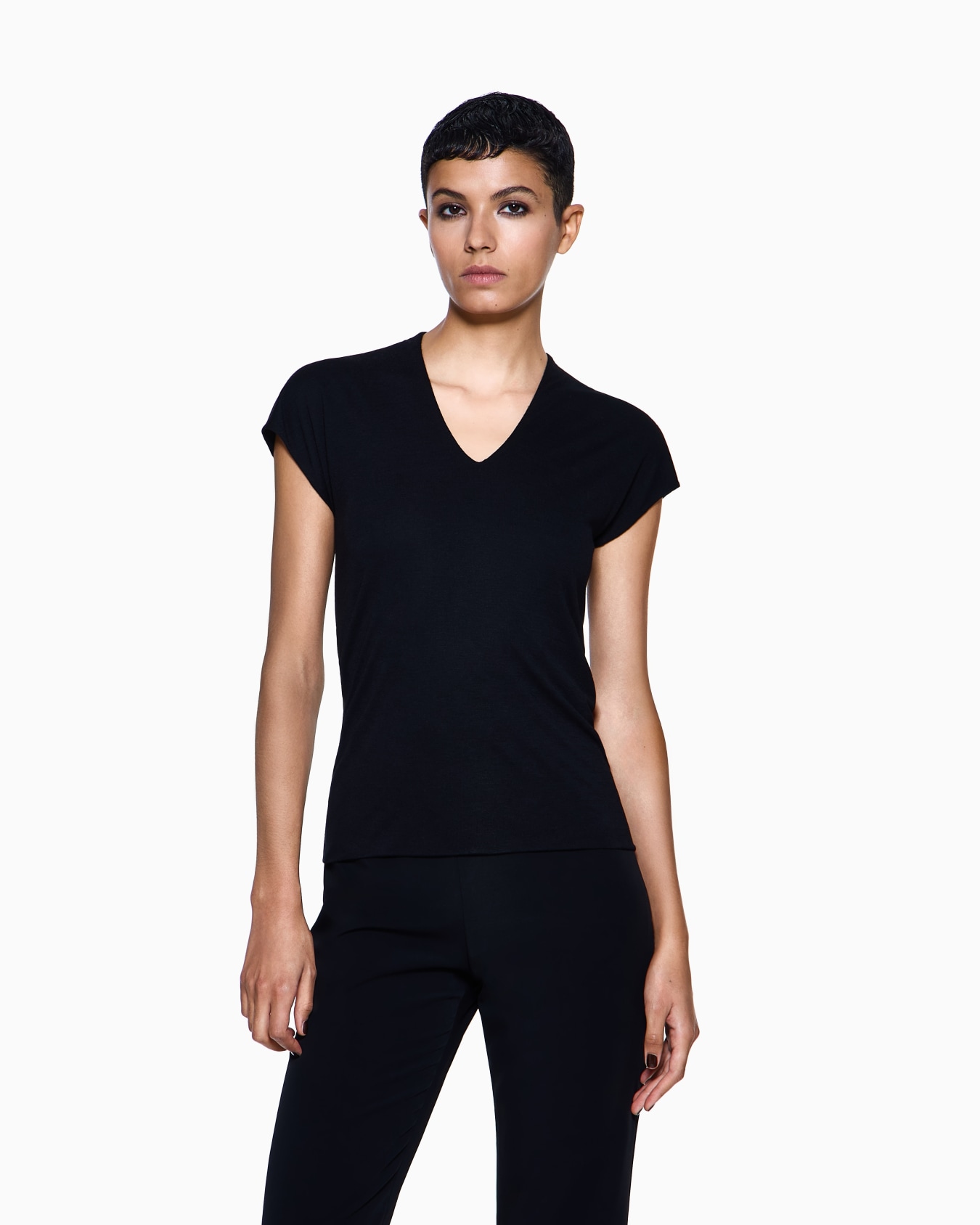Jersey V-neck top Slide 3