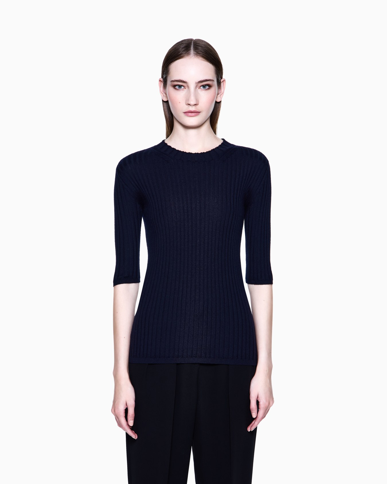 Pullover mit Rundhalsausschnitt aus reinem Kaschmir in Rippenstrick Folie 3