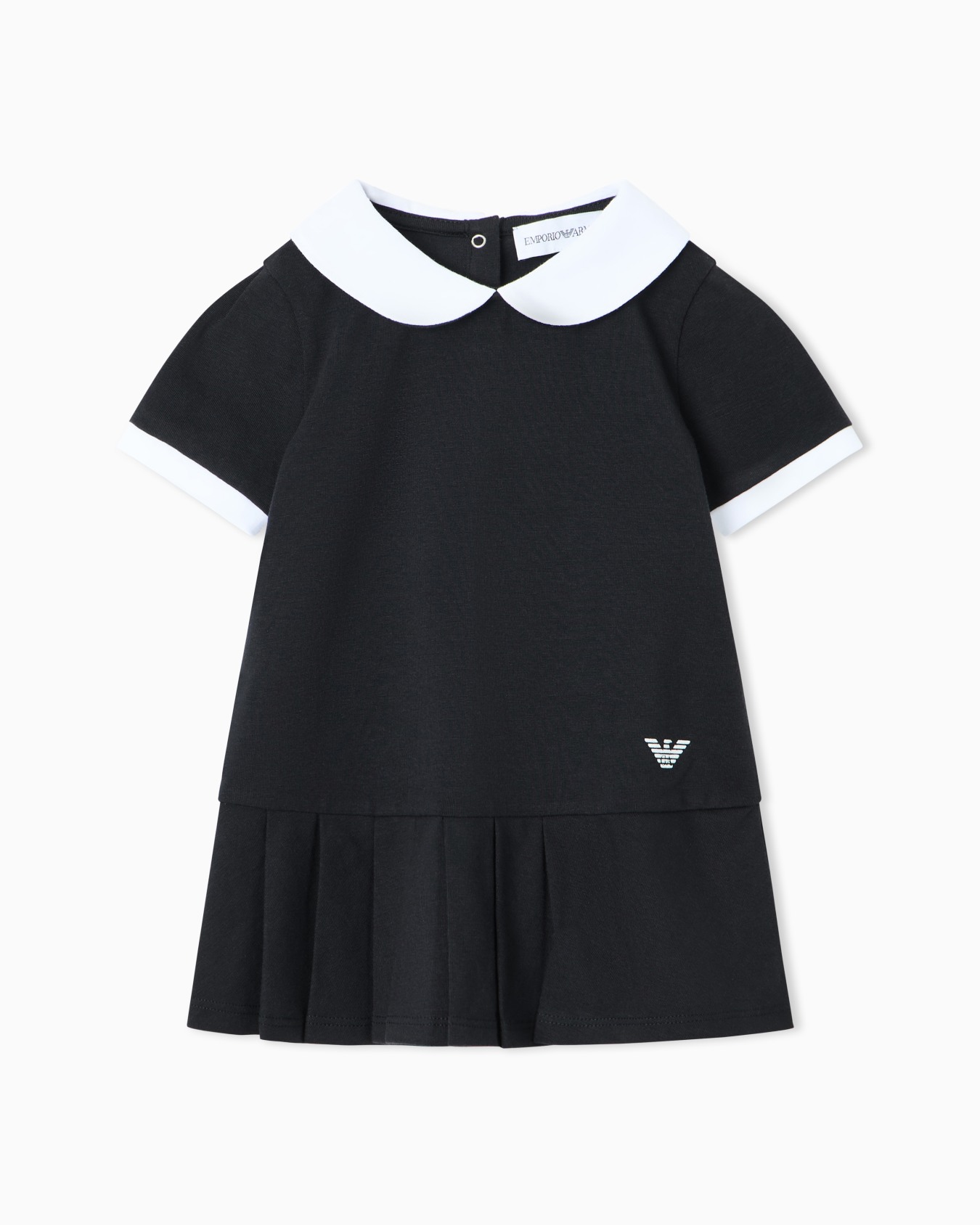 Jersey dress with Peter Pan collar and pleated skirt Slide 0