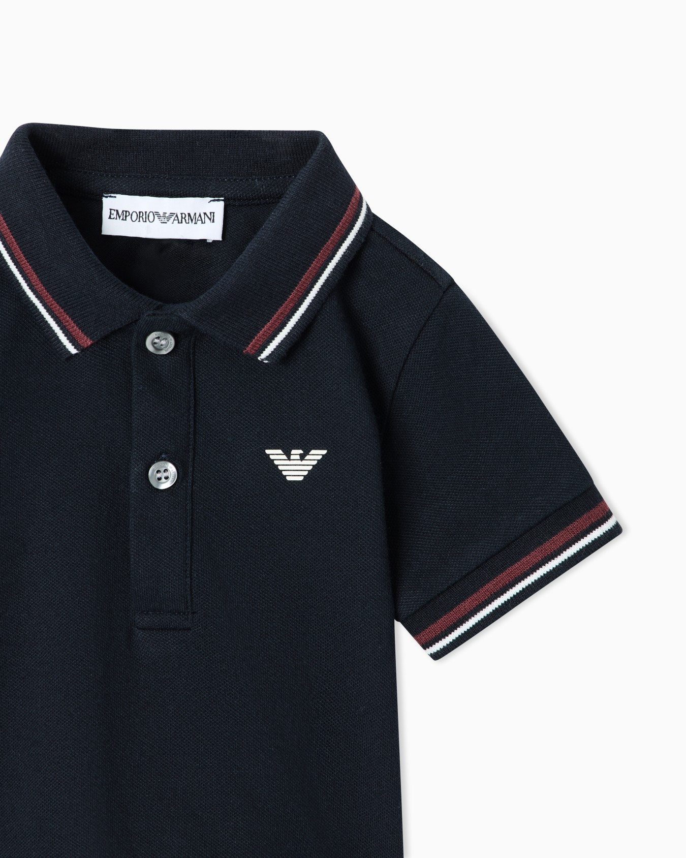 Stretch piqué polo shirt with striped trim Slide 1
