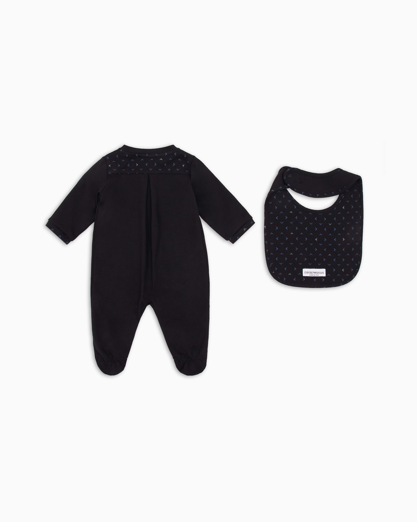 Conjunto para regalo compuesto por mono y babero con motivo de águilas con efecto óptico Diapositiva 2