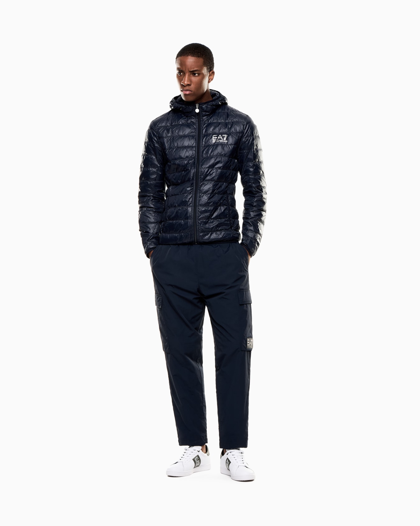 Packable hooded Core Identity puffer jacket Slide 1