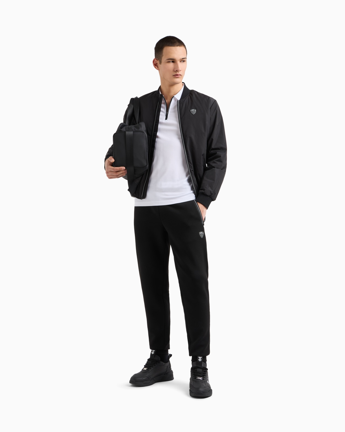 Premium Shield polo shirt in nylon and jersey viscose Slide 1