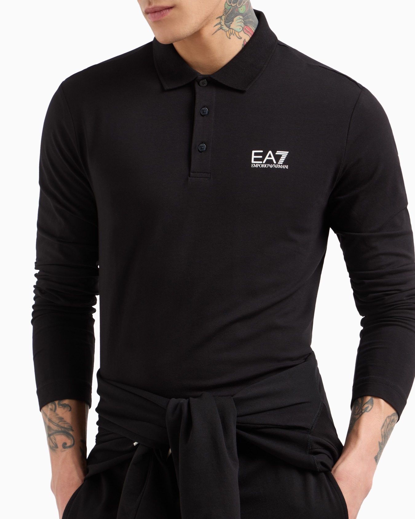 Core Identity stretch-cotton, long-sleeved polo shirt Slide 4