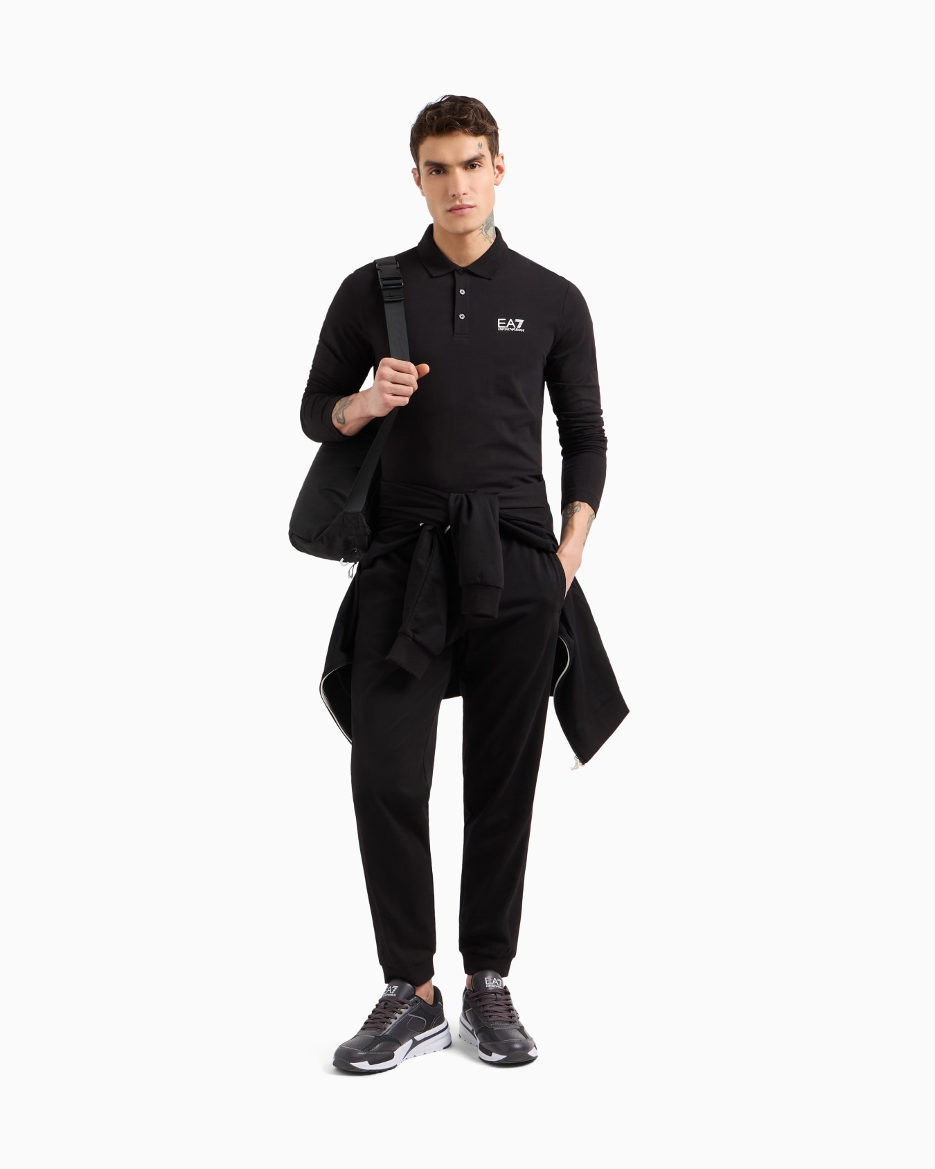 Core Identity stretch-cotton, long-sleeved polo shirt Slide 1