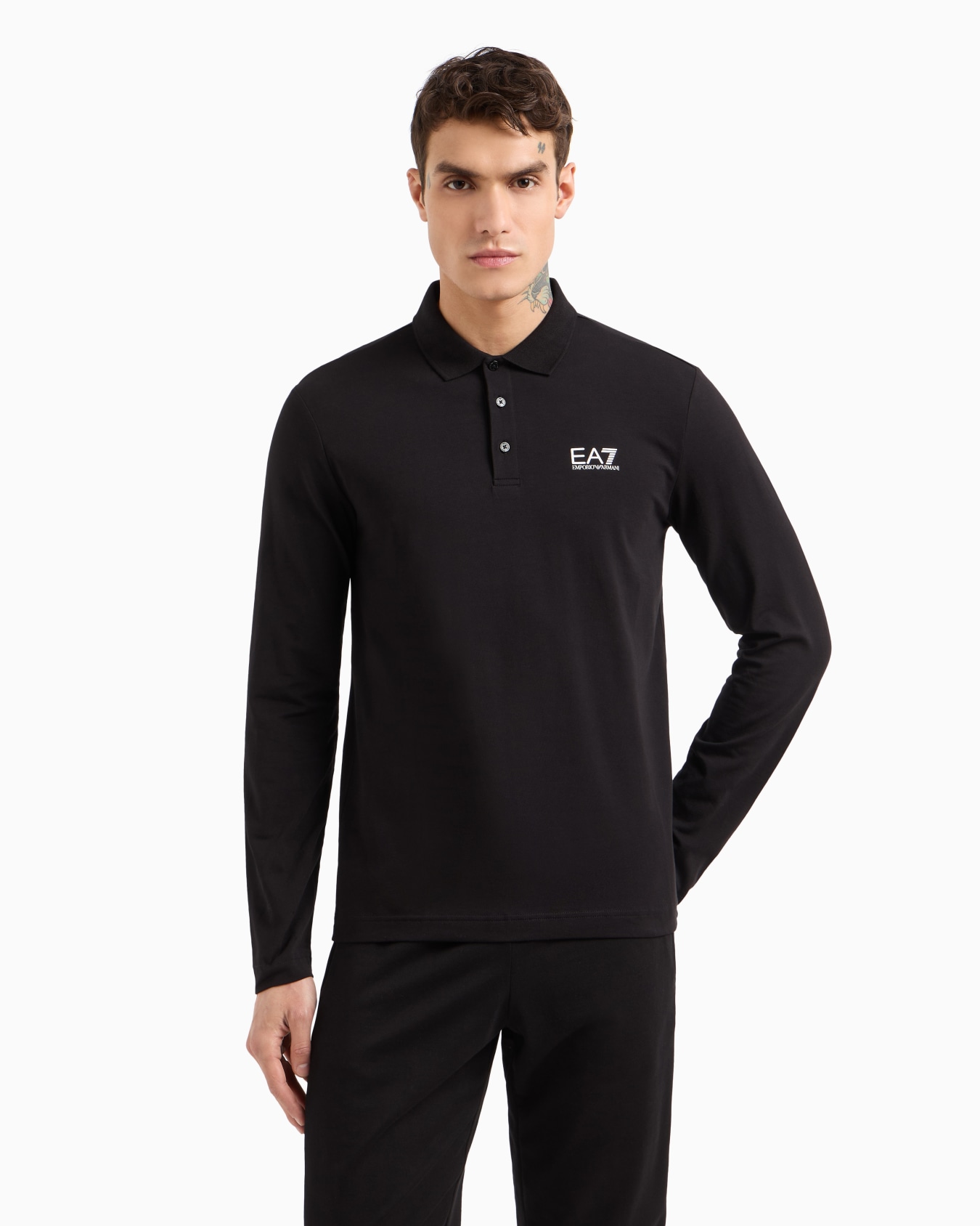 Core Identity stretch-cotton, long-sleeved polo shirt Slide 3