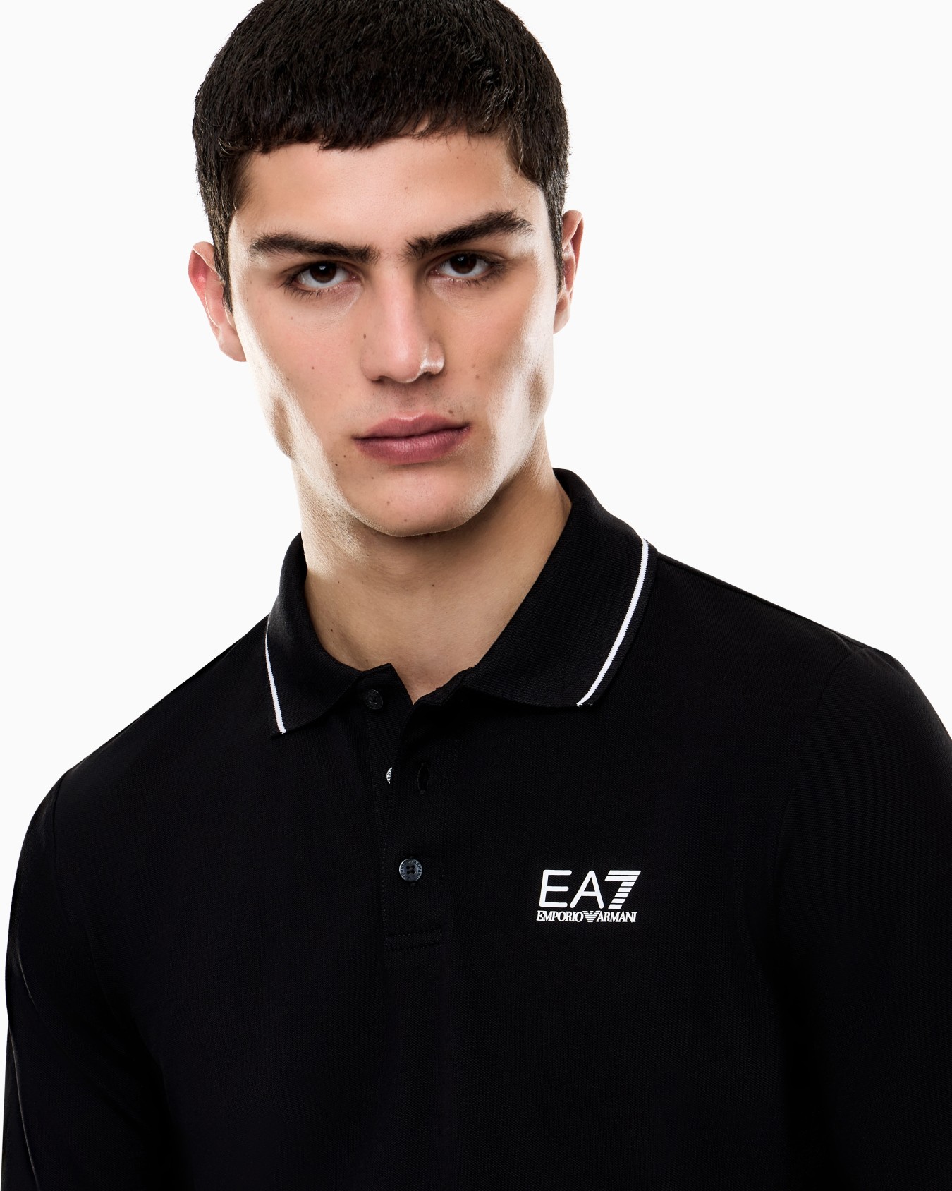 Polo con logo a maniche lunghe in cotone Core Identity Slide 5