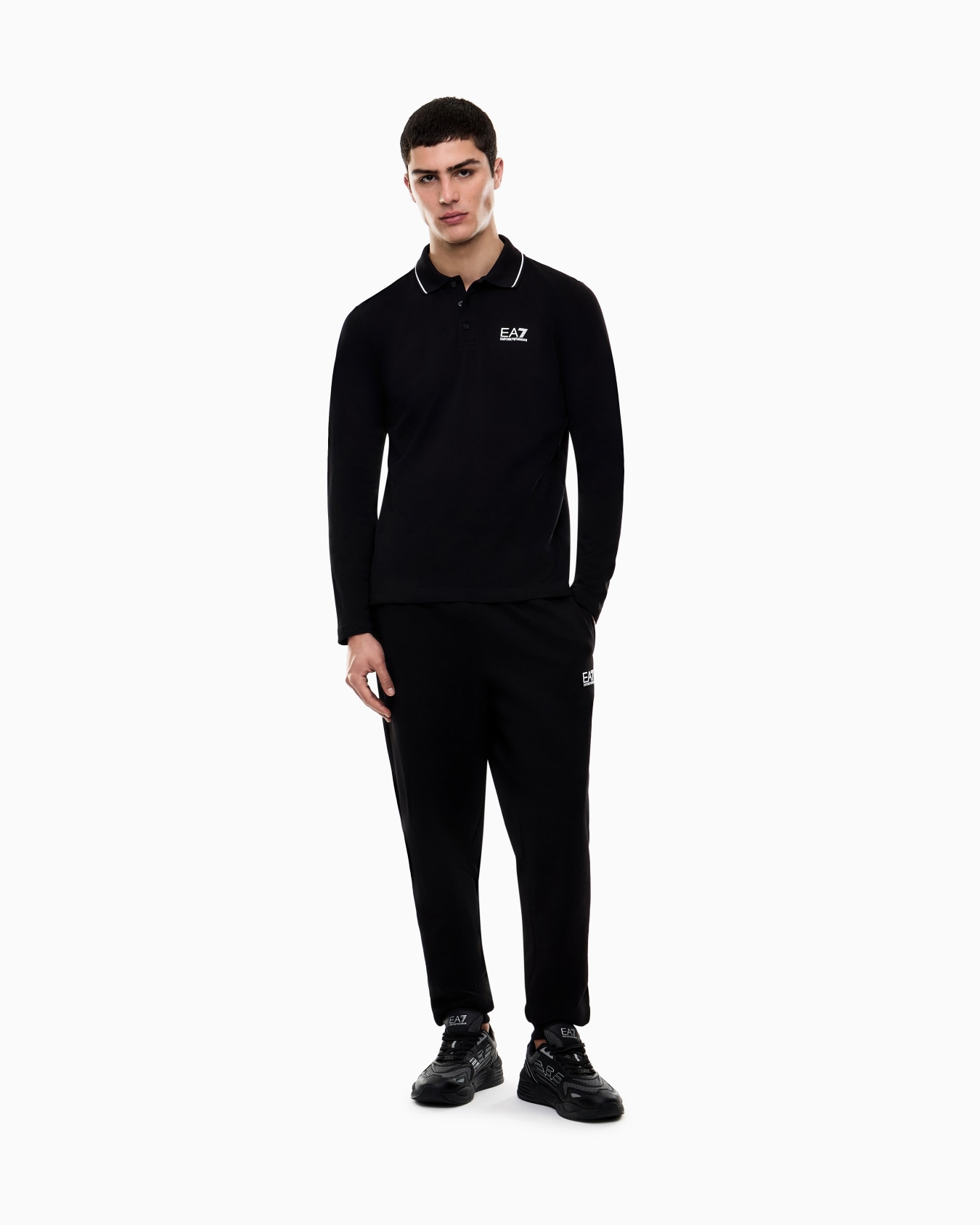 Polo con logo a maniche lunghe in cotone Core Identity Slide 1