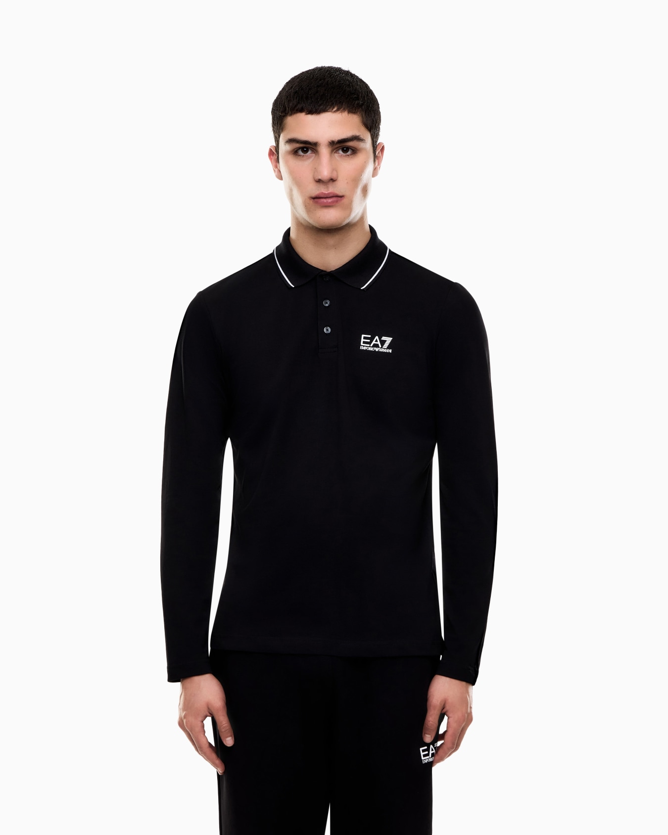 Polo con logo a maniche lunghe in cotone Core Identity Slide 3
