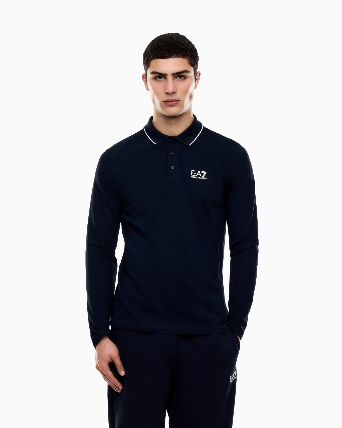 Core Identity stretch-cotton, long-sleeved polo shirt Slide 3