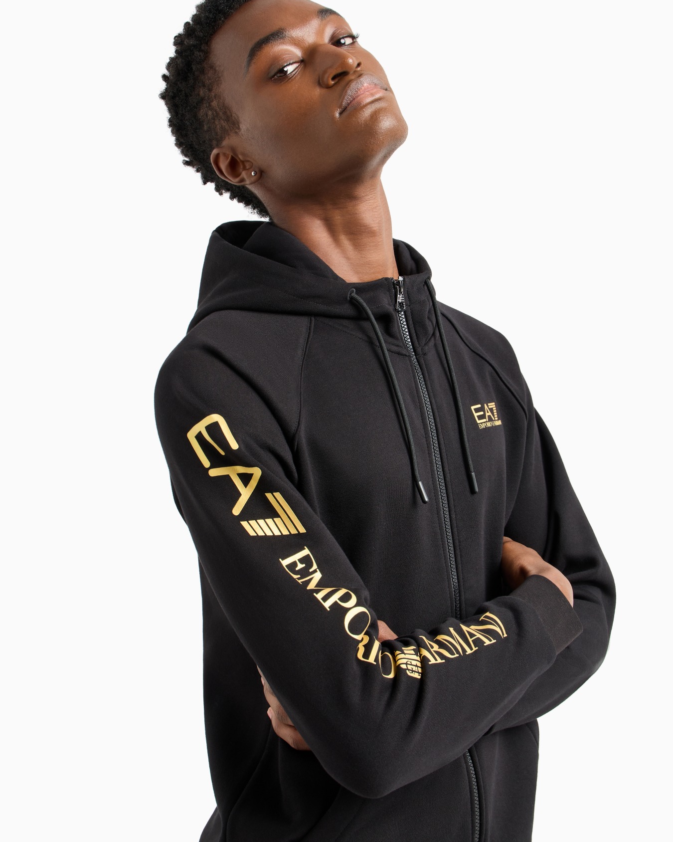 Sweat-shirt à capuche Logo Series en mélange de coton Diapositive 4