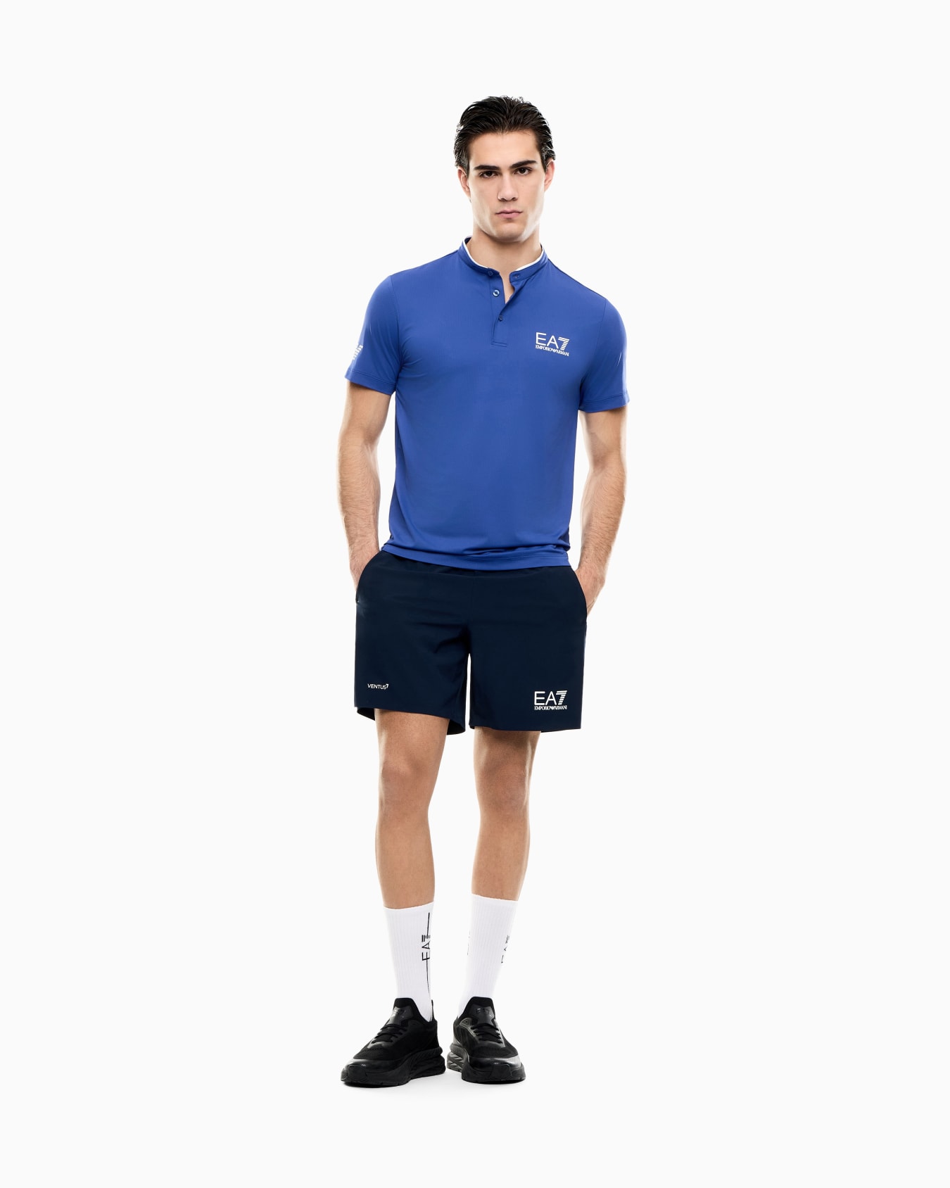 Tennis Pro Henley-collar polo shirt in VENTUS7 technical fabric Slide 1