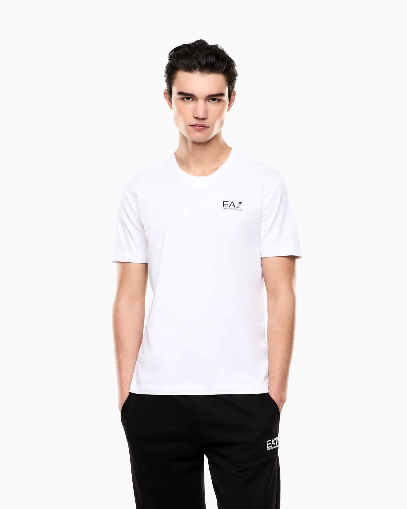 Core Identity stretch cotton jersey V-neck T-shirt Slide 3