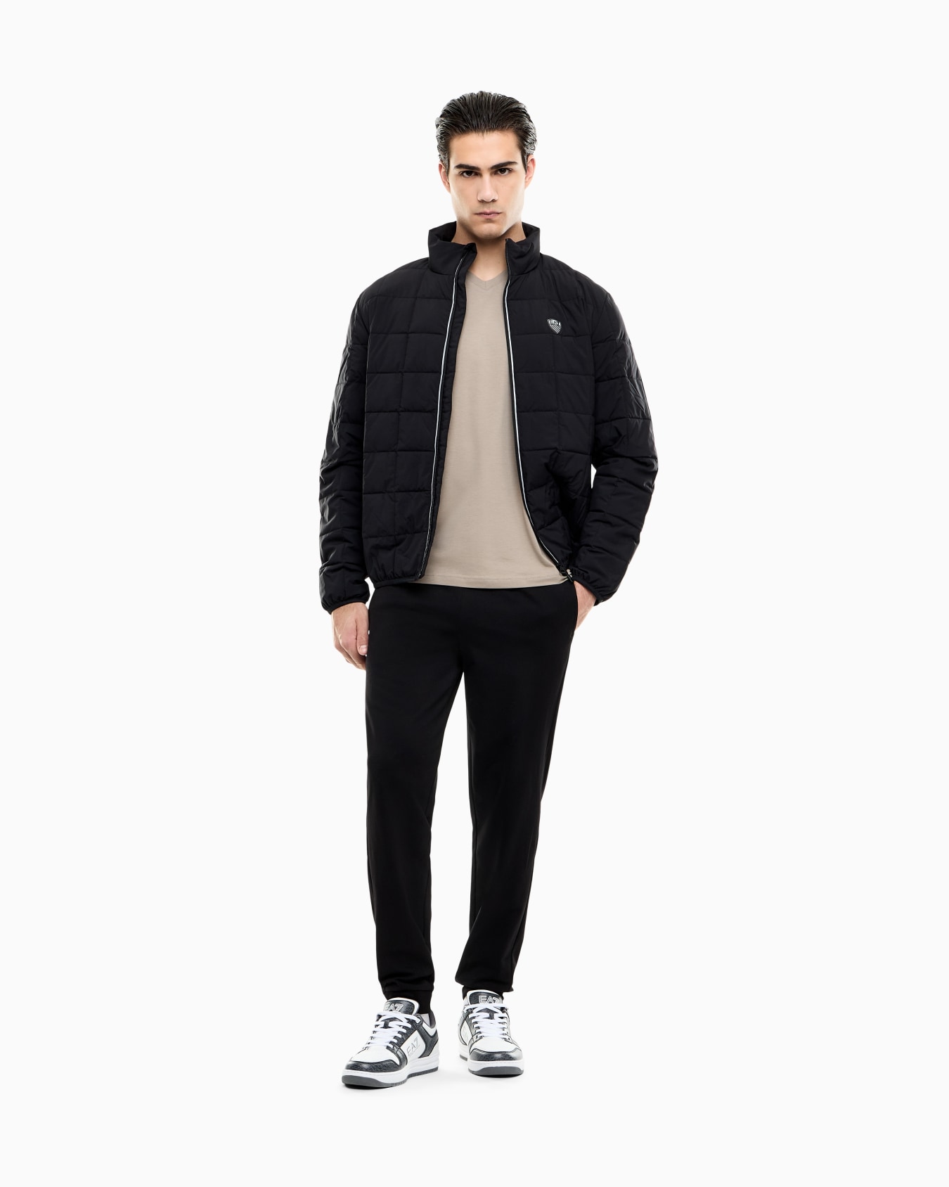 Camiseta de algodón elástico Core Identity de cuello pico Diapositiva 1