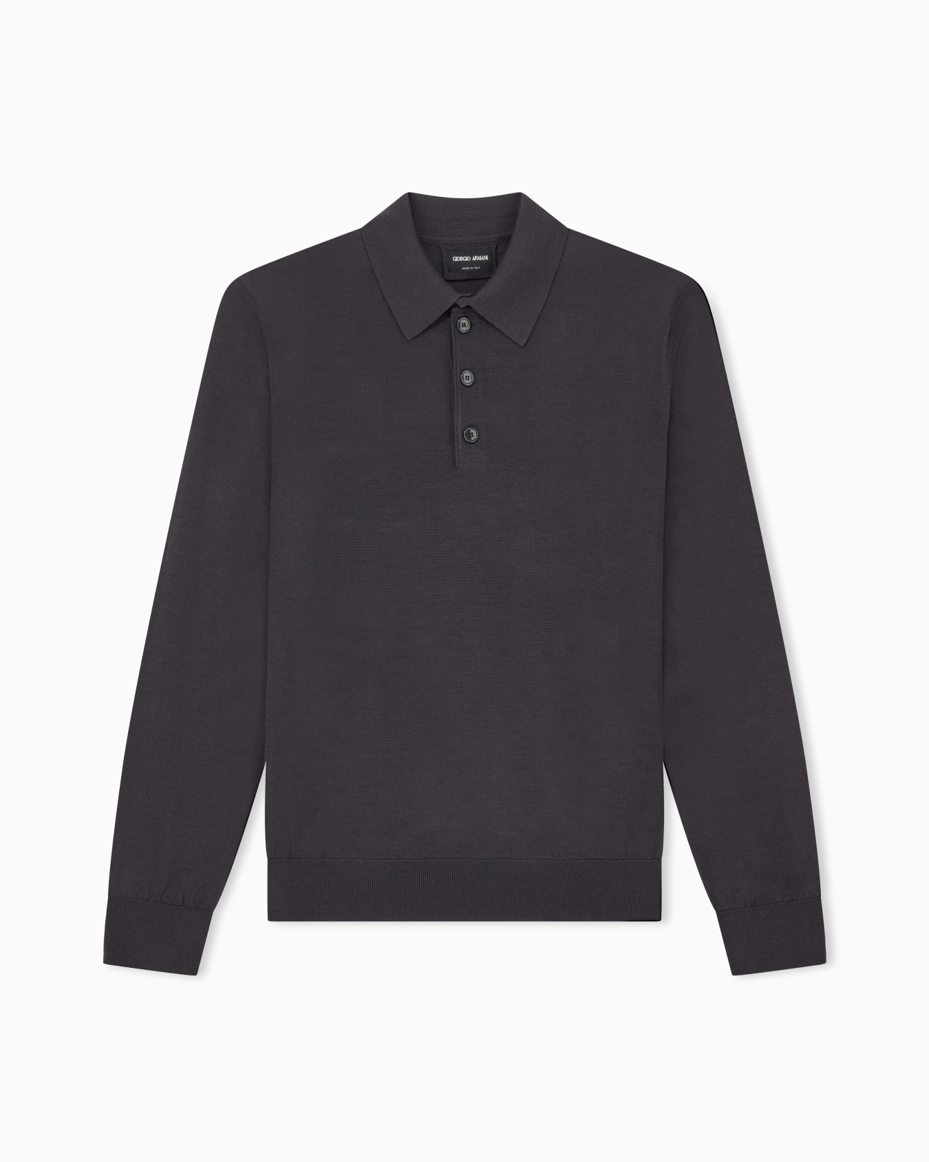 Long-sleeved polo shirt in virgin wool Slide 0