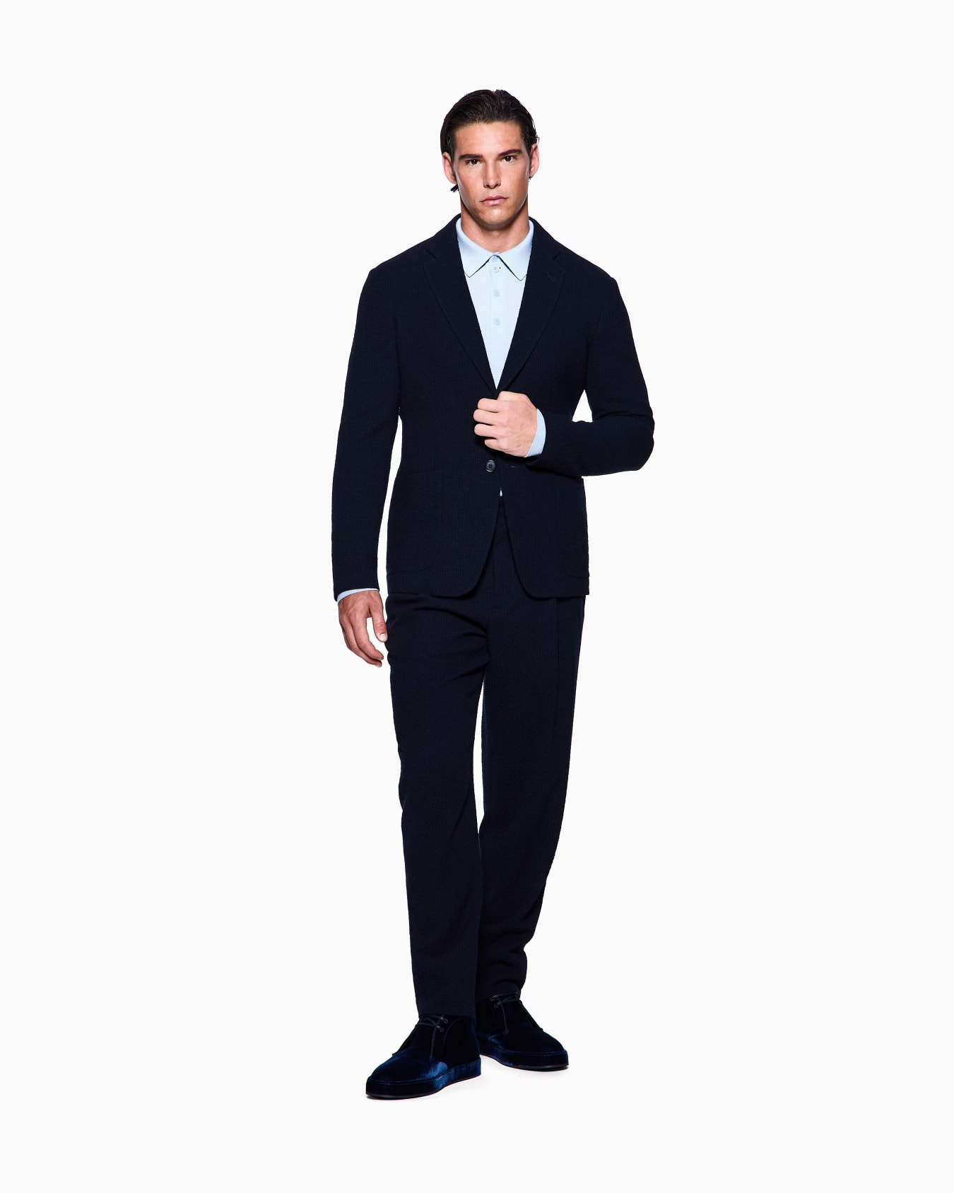 Long-sleeved polo shirt in virgin wool Slide 1