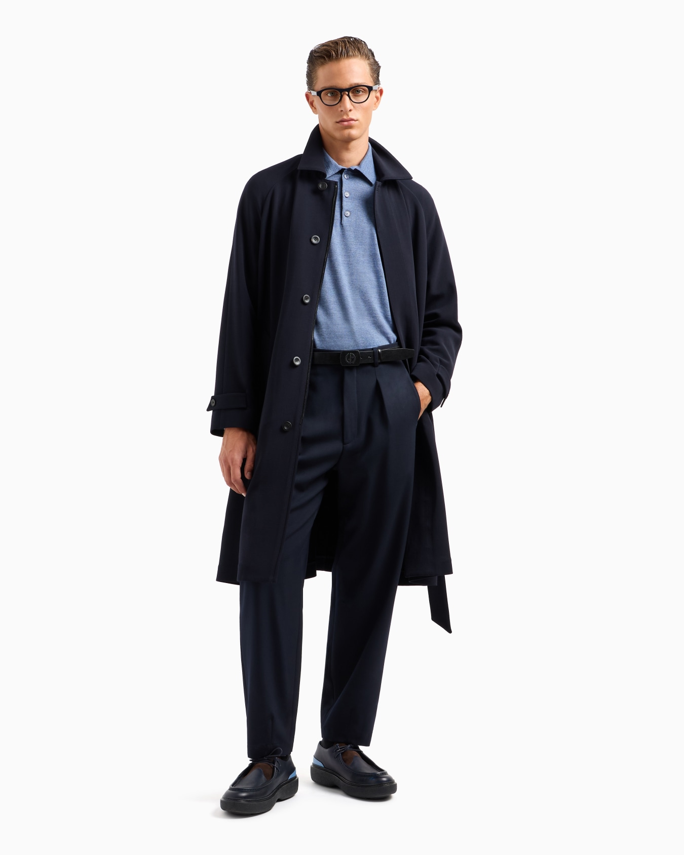 Polo à manches longues en laine vierge Diapositive 3