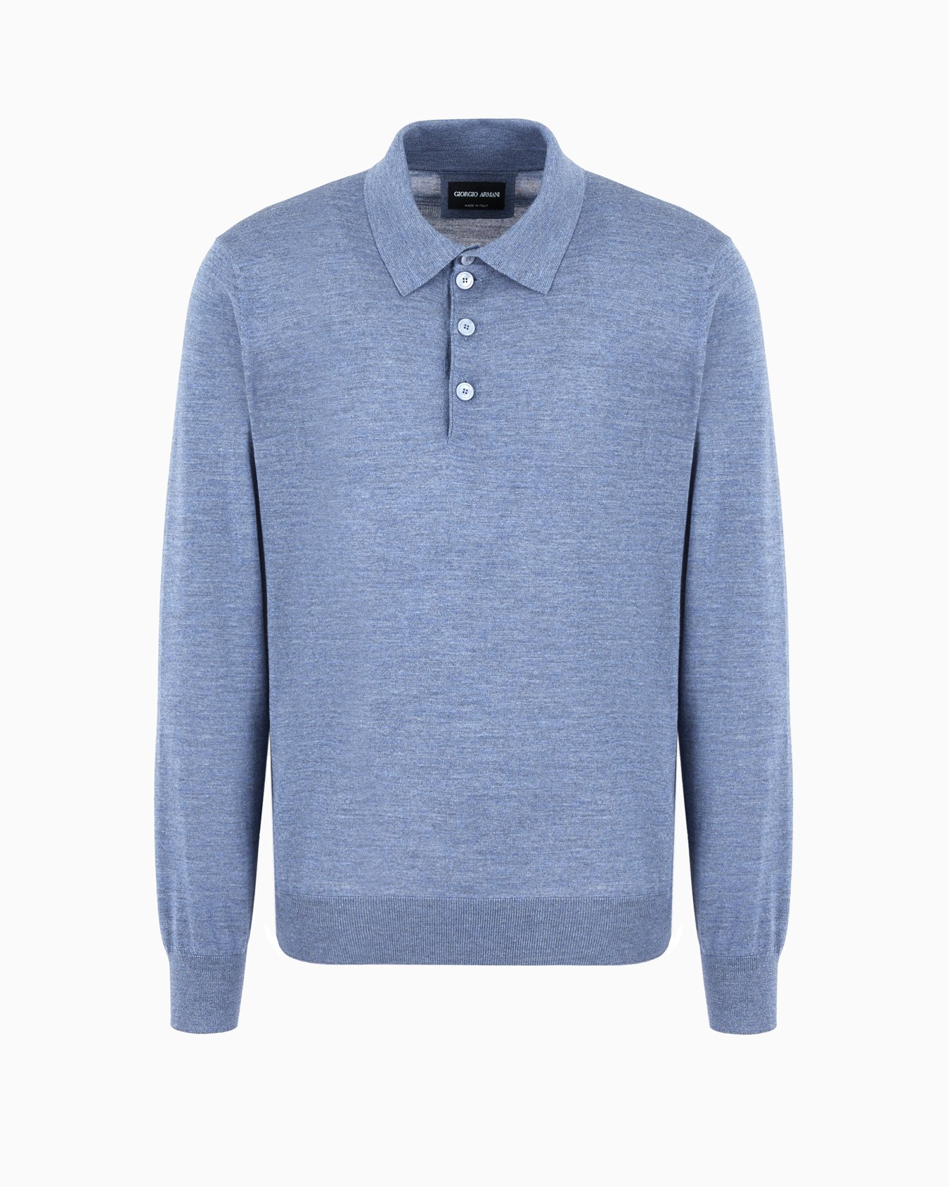 Polo à manches longues en laine vierge Diapositive 0