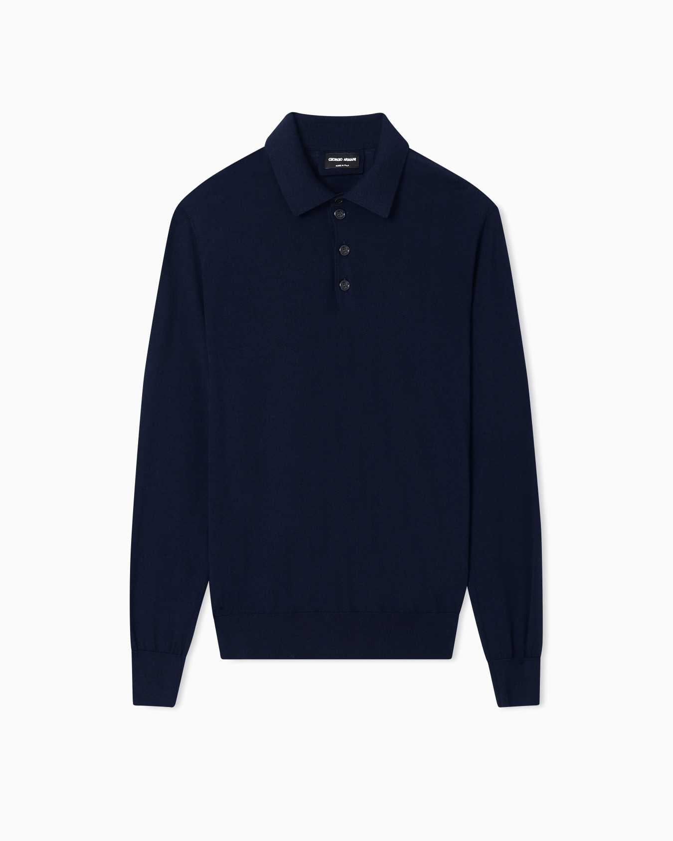 Long-sleeved polo shirt in virgin wool Slide 0