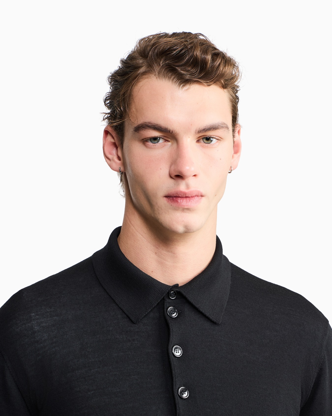 Polo de manga larga en lana virgen Diapositiva 6