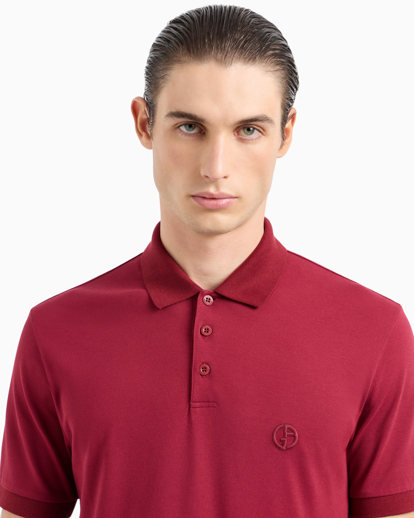 Stretch cotton piqué polo shirt Slide 4