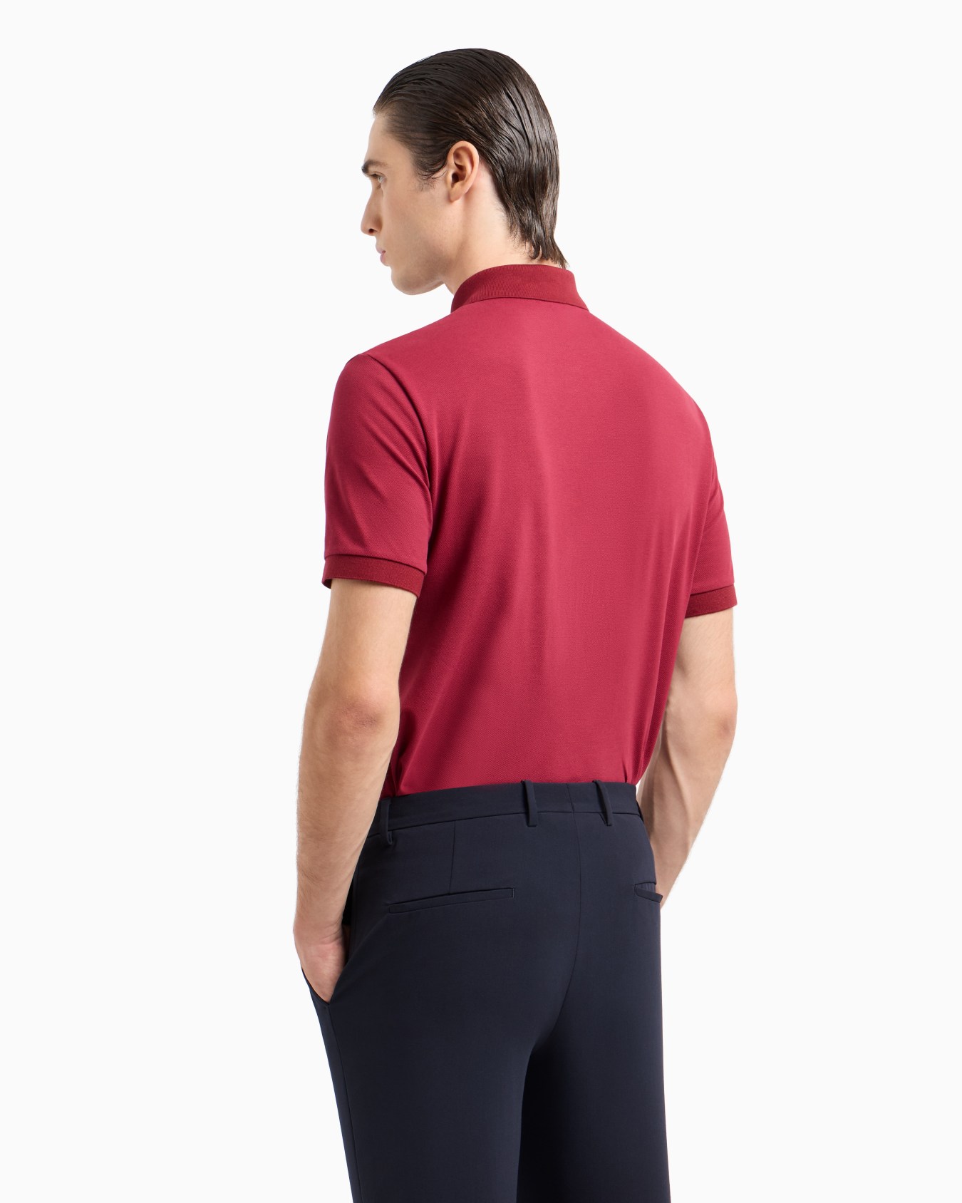 Stretch cotton piqué polo shirt Slide 2