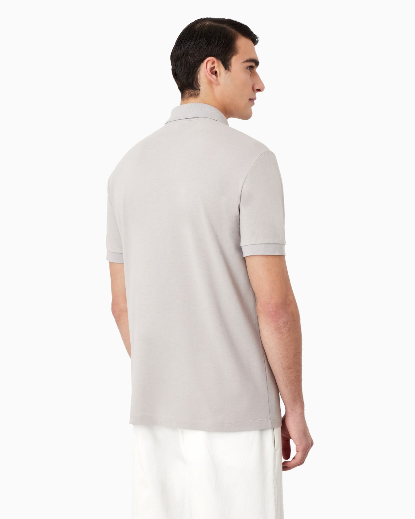 Stretch cotton piqué polo shirt Slide 2