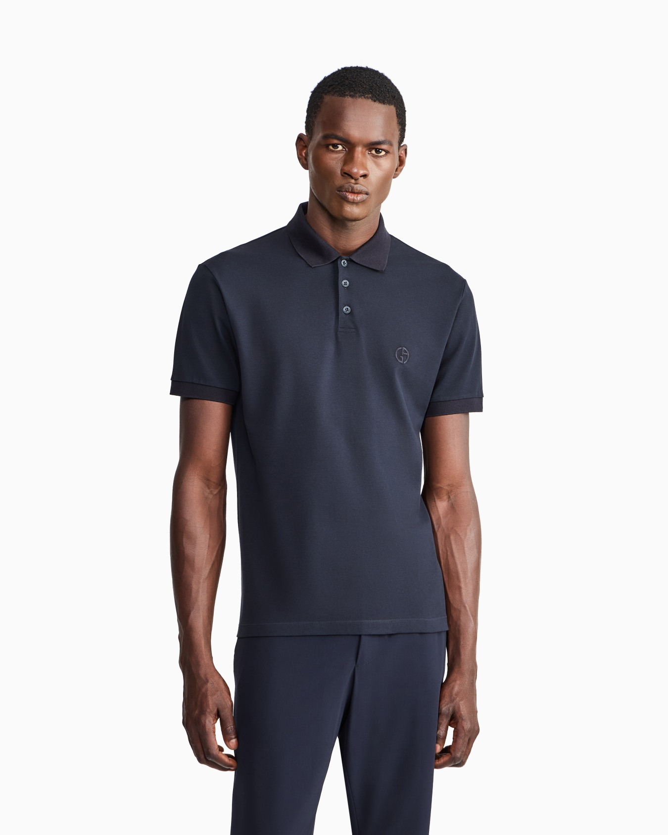 Stretch cotton piqué polo shirt Slide 3