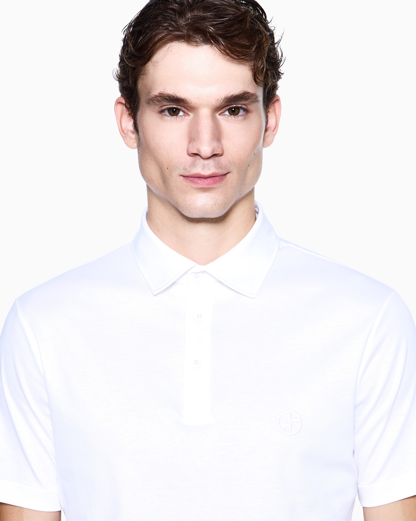 Pure cotton interlock polo shirt with embroidered logo Slide 4