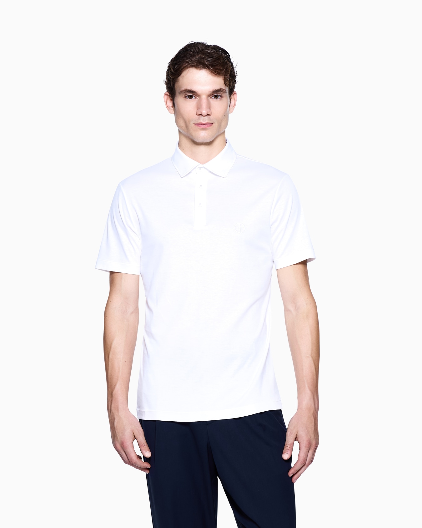 Pure cotton interlock polo shirt with embroidered logo Slide 3