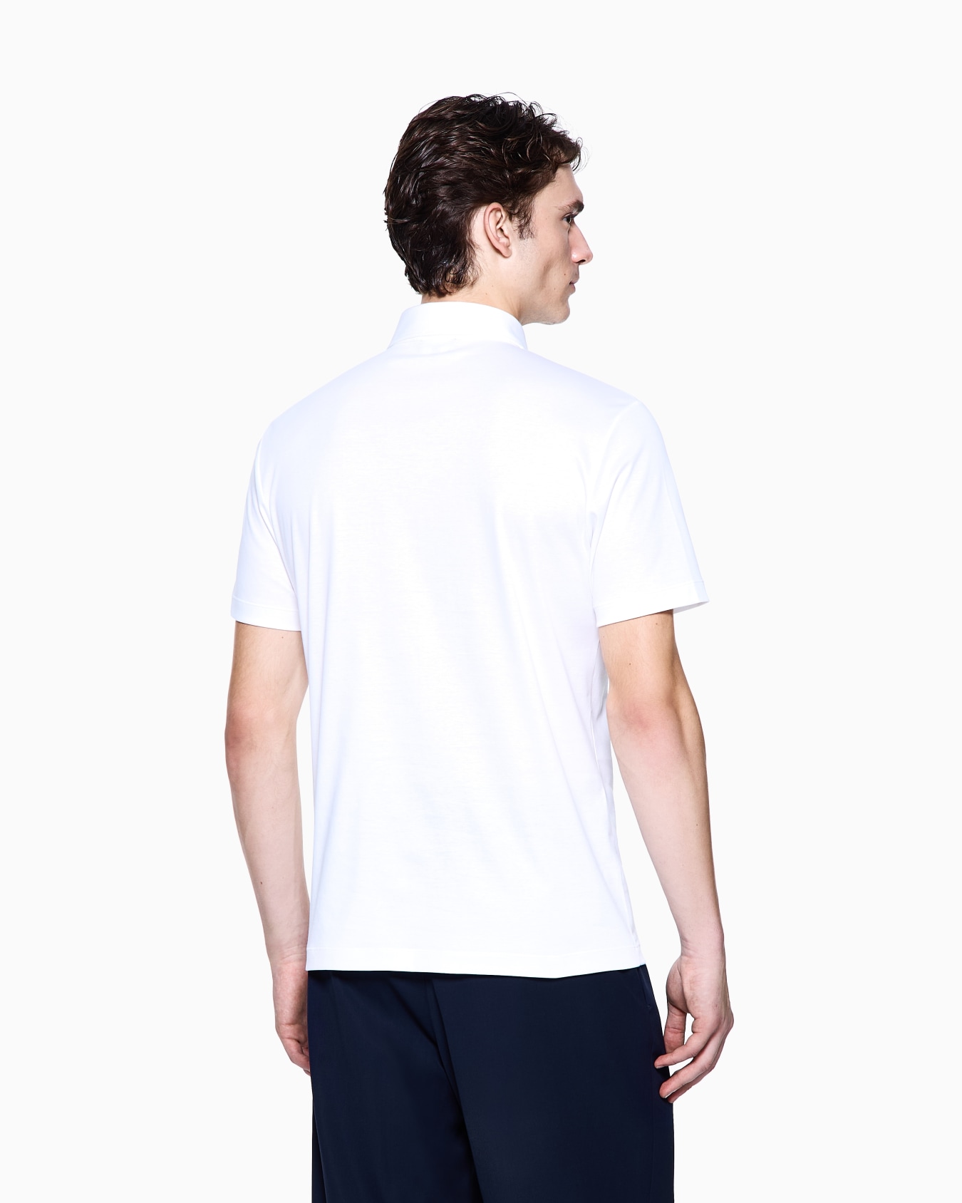 Pure cotton interlock polo shirt with embroidered logo Slide 2