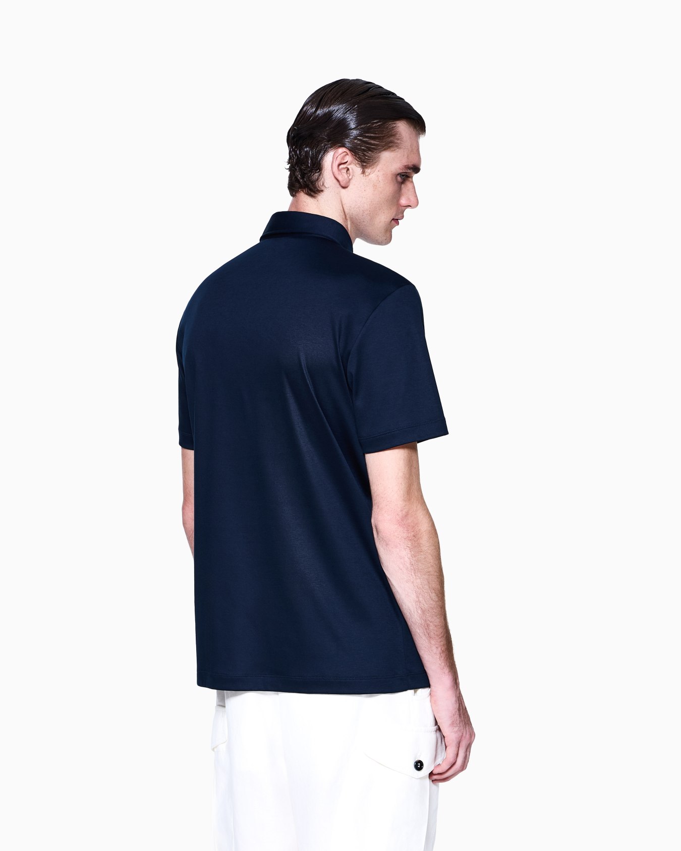 Polo de interlock de algodón puro con logotipo bordado Diapositiva 2