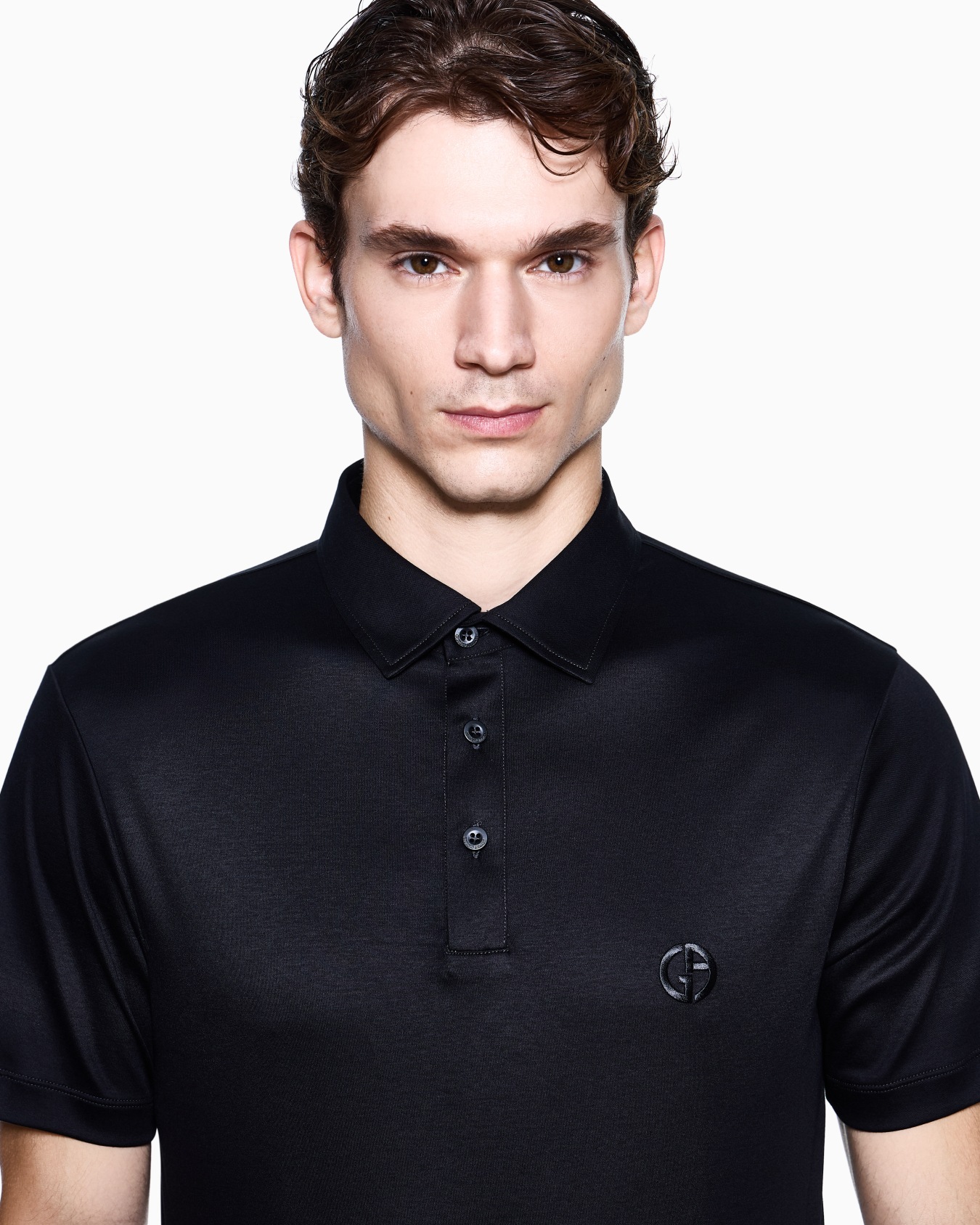Pure cotton interlock polo shirt with embroidered logo Slide 4