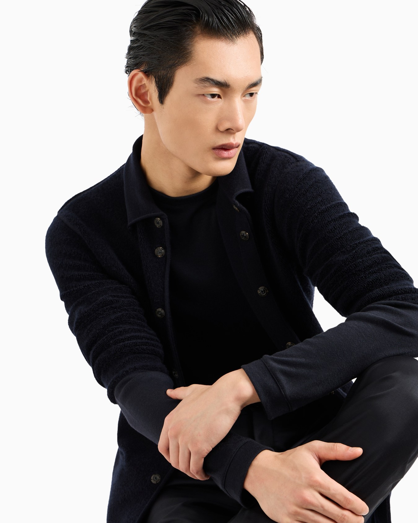 Icon single-breasted jacket in loop-stitch cashmere