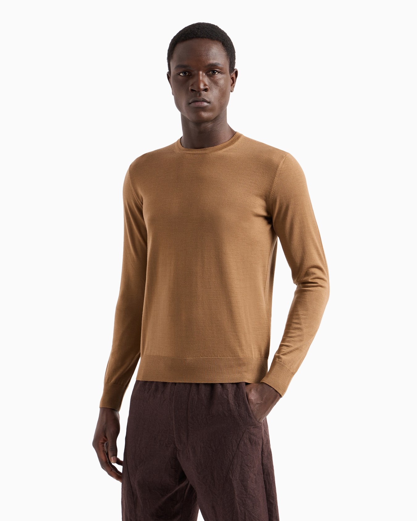 Jersey de lana virgen con cuello redondo Diapositiva 2