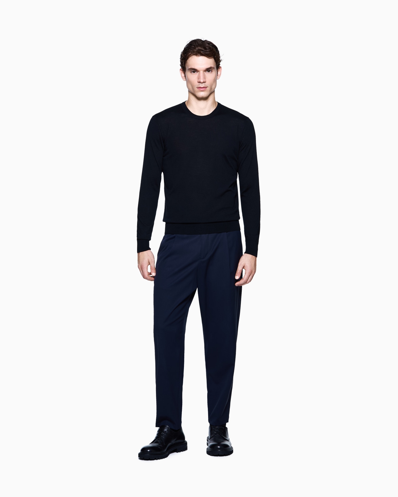 Virgin-wool, crew-neck jumper Slide 1
